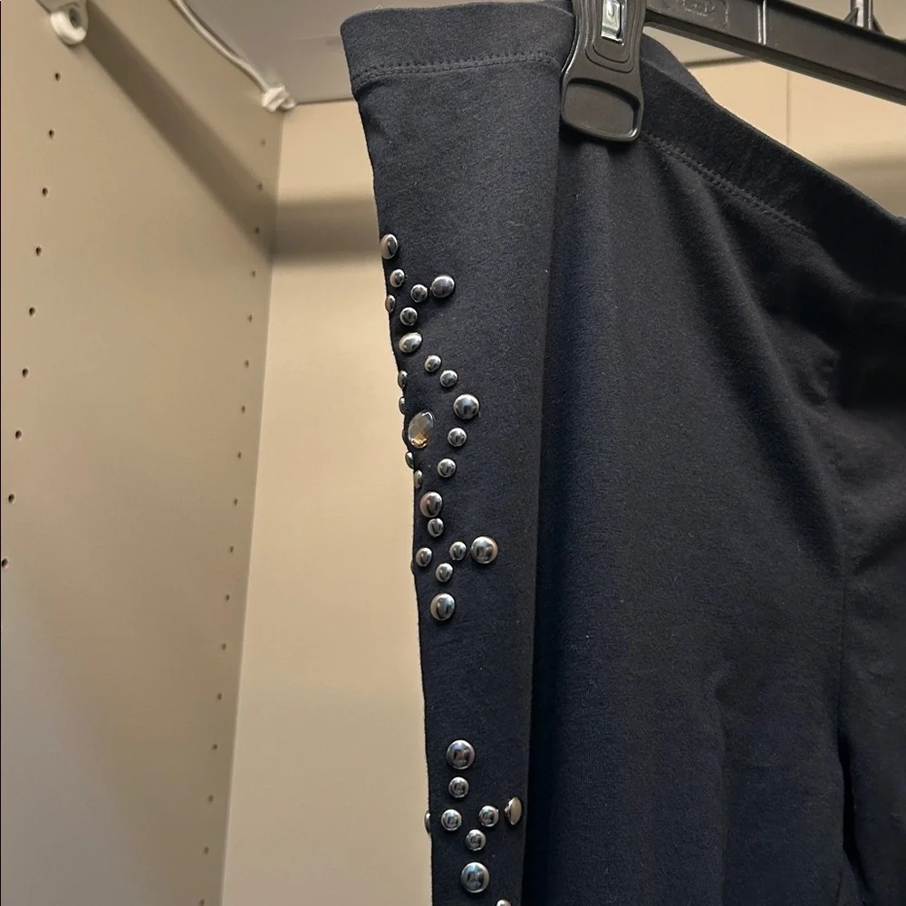 Vintage XL side embellished full length black leggings by Allen B. - Picture 5 of 6